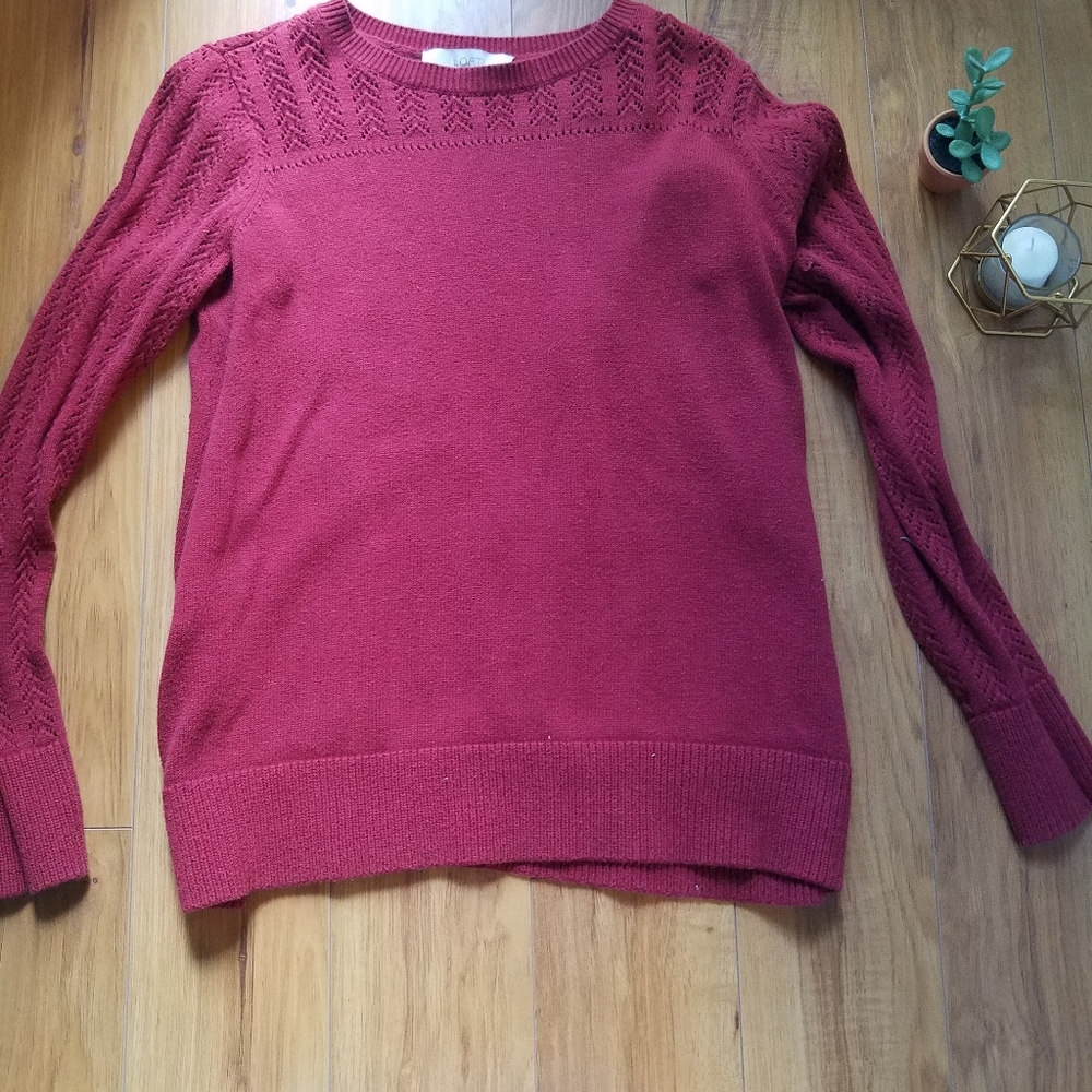 red knit sweater